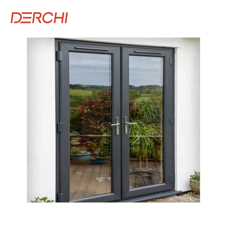 Hurricane Impact Thermal break Front Double doors Tempered glass Lower Track aluminum 48 inches exterior french casement doors