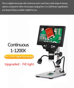 Microscopio Digital con pantalla LCD de 7 pulgadas, 12MP, 1-1200X, lupa de vídeo electrónica, cámara de soldadura, teléfono, herramientas de reparación de PCB, luz LED - Product Image 4