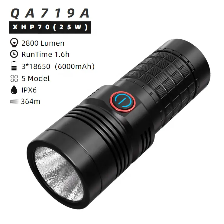 OEM XHP70 Außen taschenlampe 2800Lumen Langstrecken-Taschenlampe Wiederauf ladbare wasserdichte Rettungs-LED-Taschenlampen