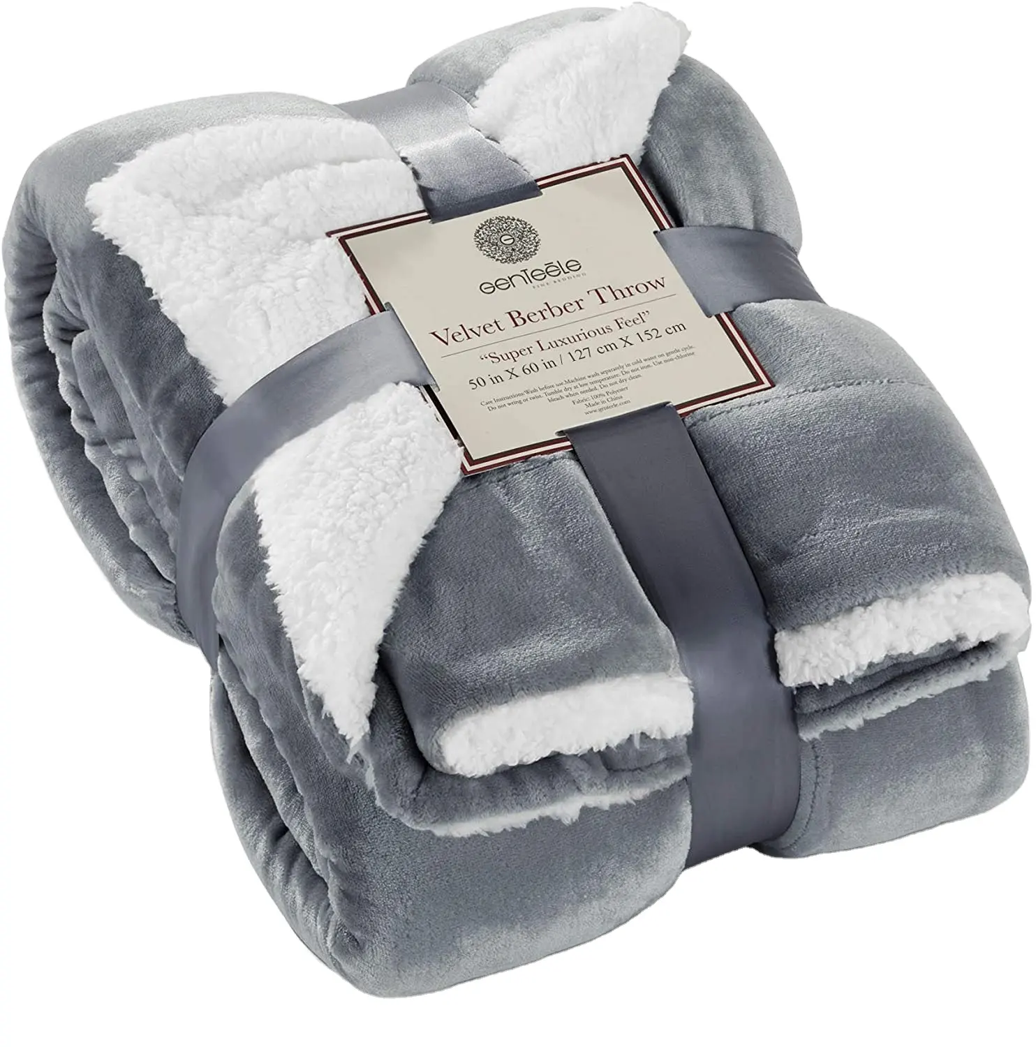 Sherpa Throw Blanket Super Soft reversibile Ultra lussuoso coperta di peluche (50 pollici x 60 pollici, grigio/bianco)