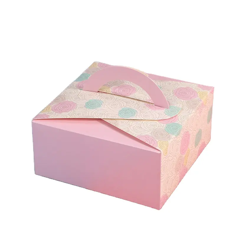 Fashion Designer Gift Wedding Party Donut Packing Box Printed Small Handle Cute Flower Paper Donut Boxes