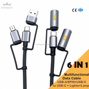 Cavo Usb 6-in-1 Pd 240w tipo-c rivestito in Nylon 1.2m 4fts cavo di ricarica per esterni torcia torcia per fotocamera sigaro/uso di sigarette - Product Image 6