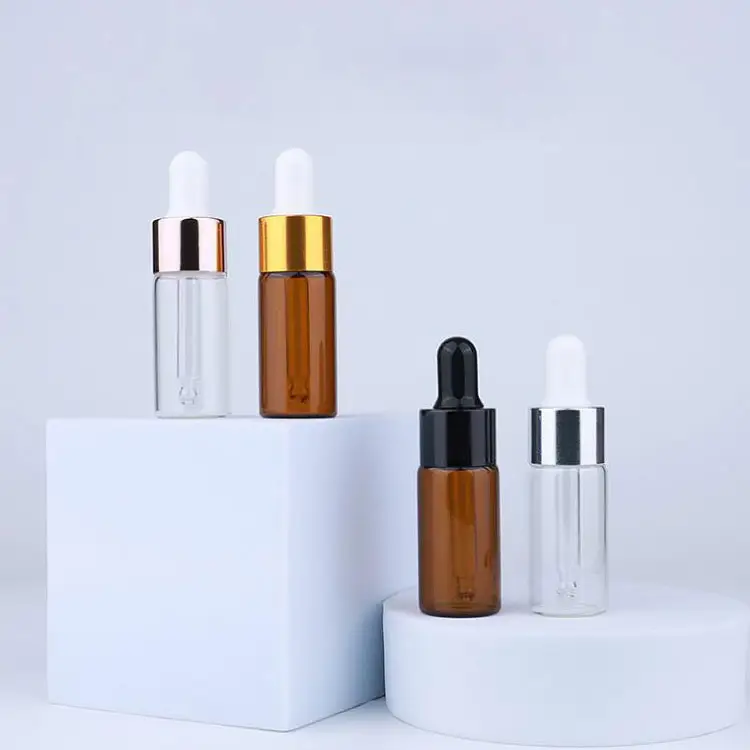 geschenk kosmetiksample 3 ml 5 ml glasparfümflasche bernsteinfarbe durchsichtige glasflasche für ätherisches Öl lotionsfilter