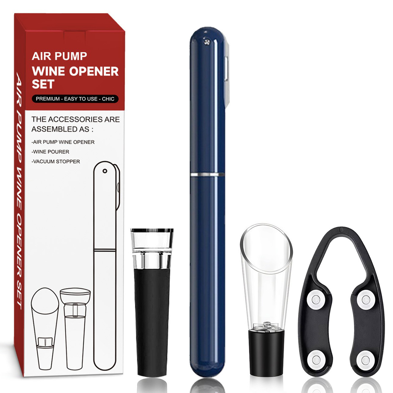 Ensemble de 4 bouteilles en forme de stylo bleu