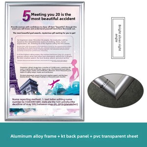 Bạc mở phía trước A3/A4 treo tường Áp phích khung 25 mét tiêu chuẩn mitred góc kim loại <span class=keywords><strong>Snap</strong></span> cho quảng cáo ánh sáng Hộp - Product Image 4