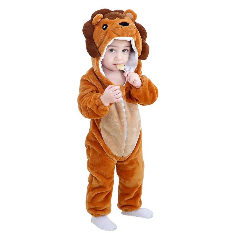 Popular de invierno recién nacido bebé chicos monos Cosplay Animal dinosaurio de dibujos animados tigre león unicornio bebé mameluco de chicas trajes