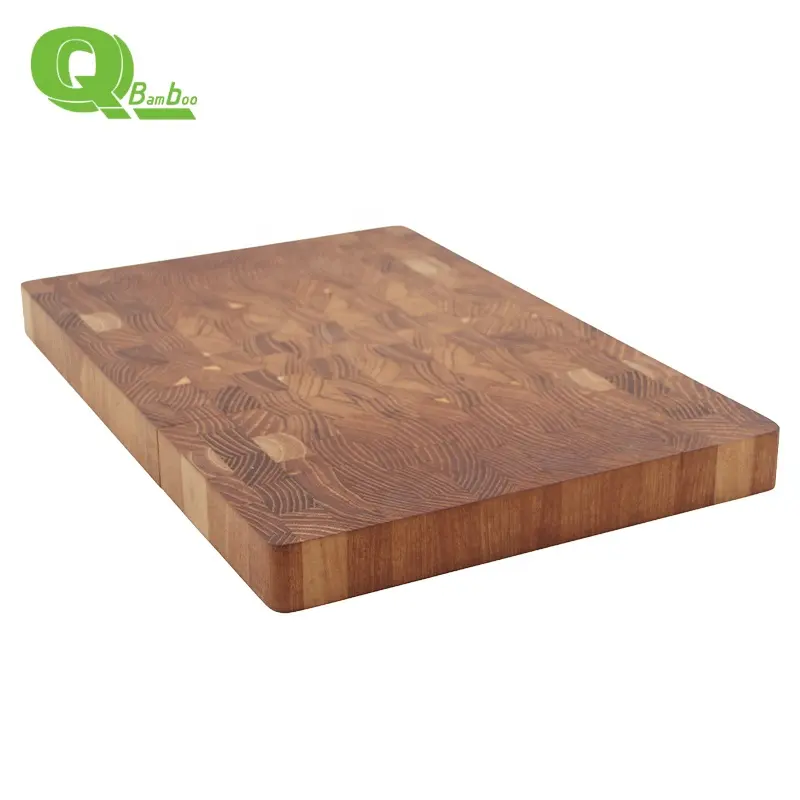 Tabla de cortar de madera de teca de grano final personalizada con pies Bloques de cortar de madera de cocina para alimentos cocinados