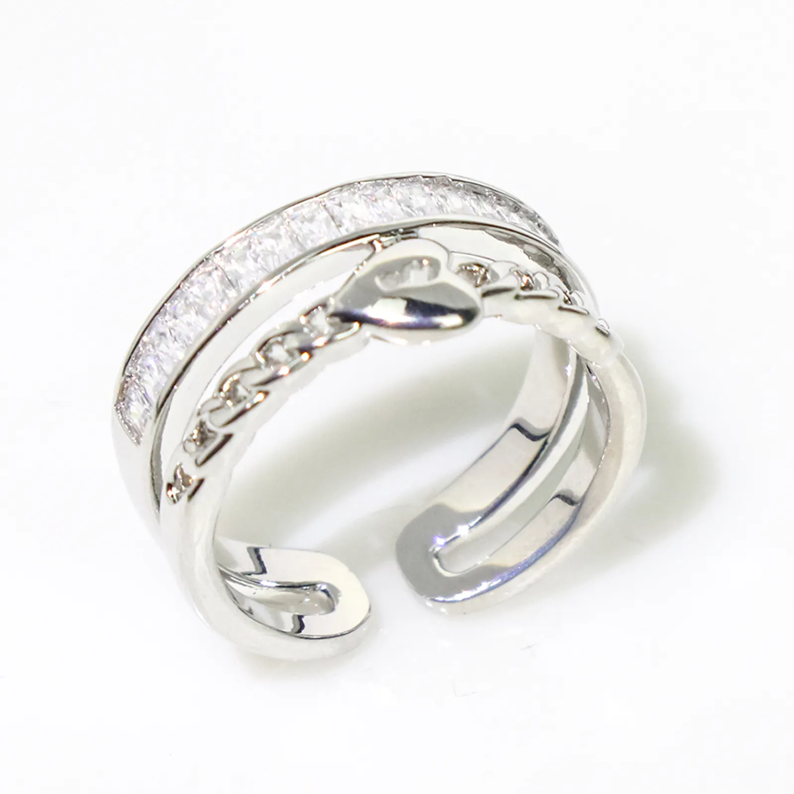 Fornitori pieni di gioielli zircone irregolari dimensioni regolabili anelli 925 argento Sterling Unisex Opp Bag fedi nuziali classiche CN;GUA