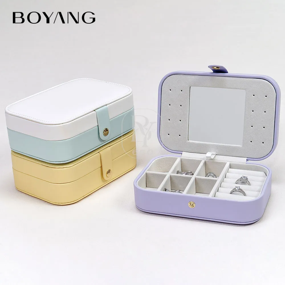 Boyang Custom nuovo arrivo in pelle PU portagioie da viaggio organizzatore di gioielli di lusso scatola portaoggetti con specchio