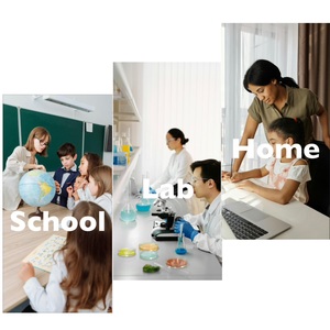 Der Schüler experimentiert mit Proben, lehrt Instrumente für jede Art von Bodenproben