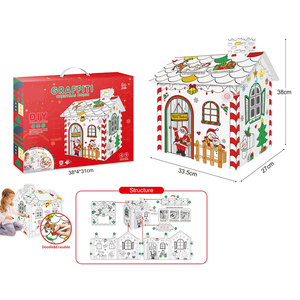 Desenvolvendo habilidades práticas aprendendo colorir casa de natal brinquedos DIY Doodle Paper House For Kids