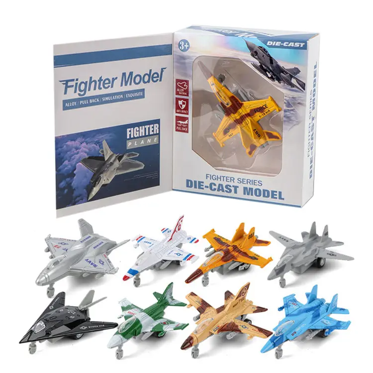 Avión de guerra a presión, juguetes de fricción fundidos a presión, diferentes tipos, 1:180
