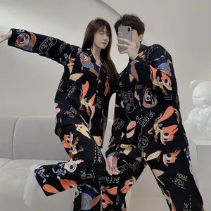 Pijamas Mujer Nuevo Algodón Puro Conjunto de dos piezas Pareja Dibujos animados Hombres/Loungewear Judy