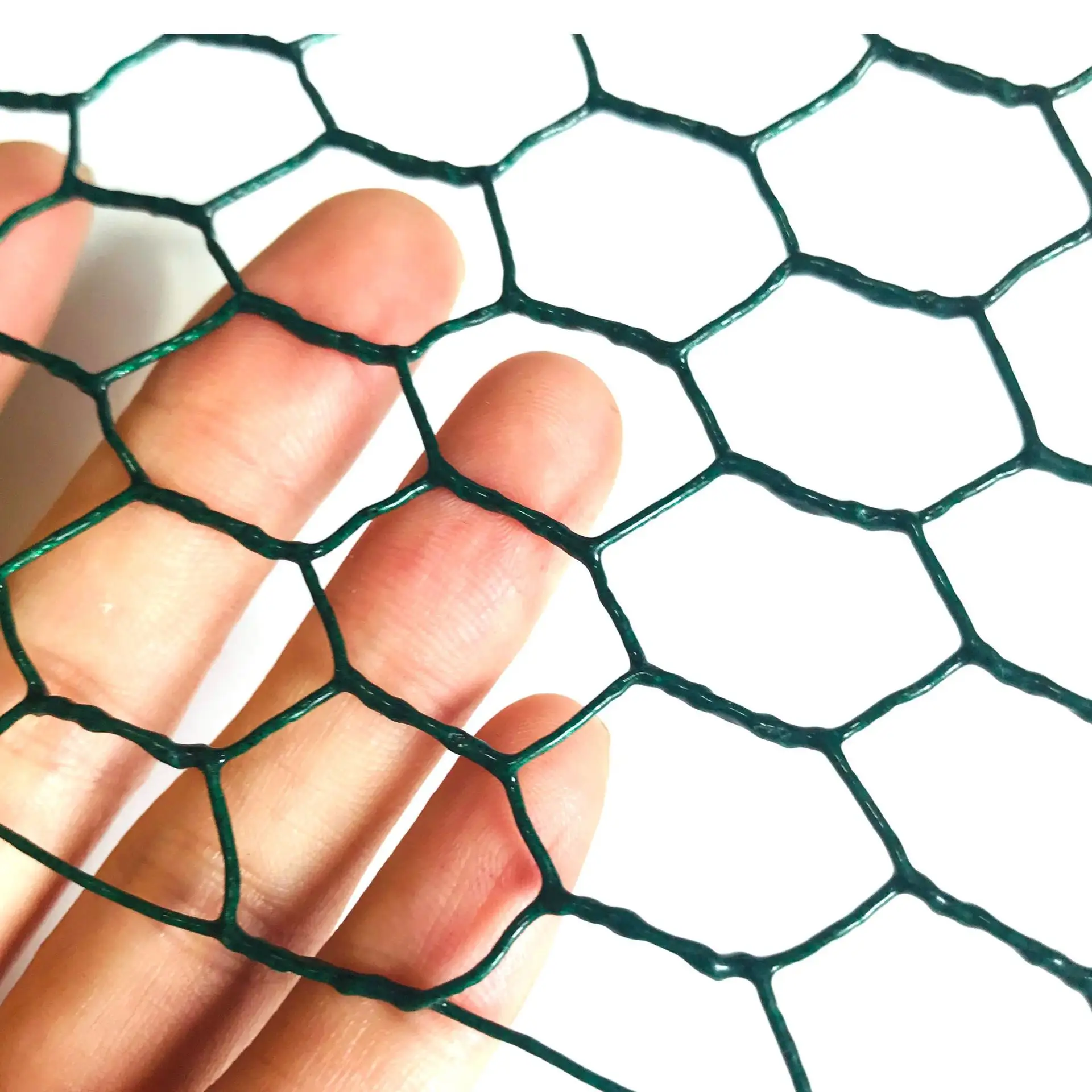 Malla de alambre hexagonal de red de jaula de pollo de plástico recubierto de revestimiento verde