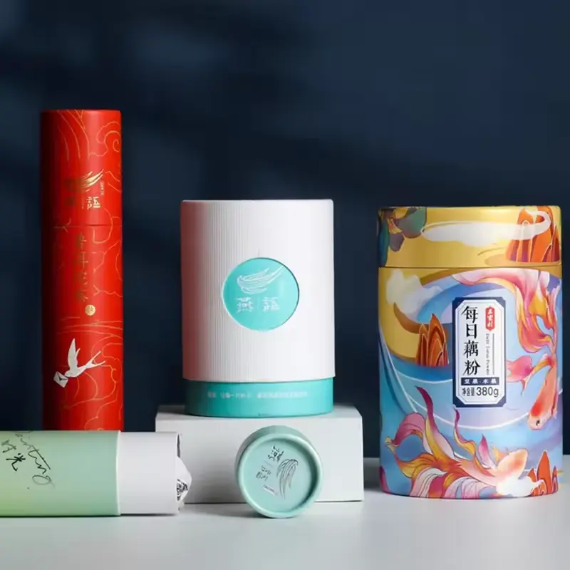 Embalagem de tubo de papel personalizado embalagem de caixa de vela de chá biodegradável com logotipo tubo de papel de qualidade alimentar tubo de papel cilíndrico