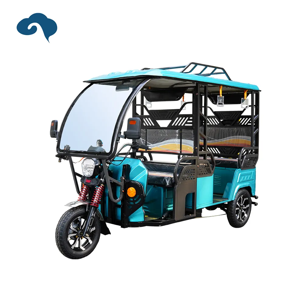 Yolcu için güçlü elektrikli Tuktuk Moto taksi üç tekerlekli bisiklet E Rickshaw sanayi bölgesi araç