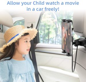 高速3in1充電ケーブル車のヘッドレストマウントホルダー黒い車の後部座席タブレットヘッドレストスタンドクレードルiPad7-10インチ用 - Product Image 2