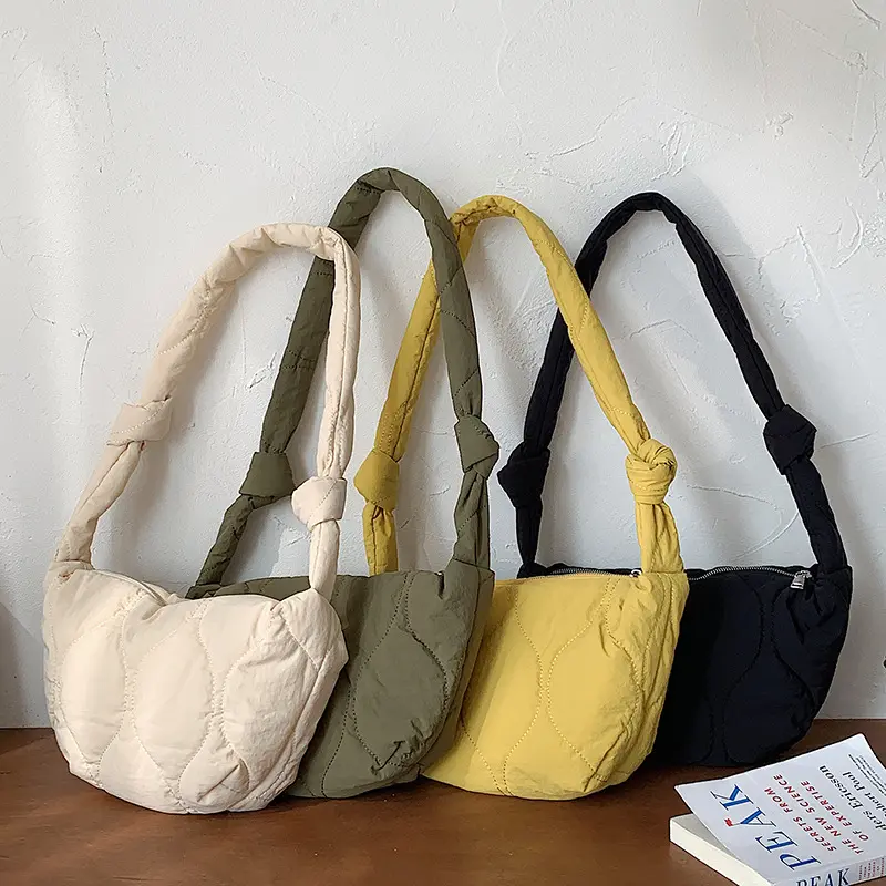 Bolsa feminina acolchoada, bolsa feminina de ombro acolchoada bufante para mulheres