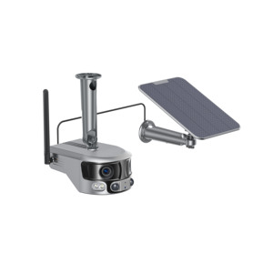 4K 8MP(4MP * 2) çift Lens 180 derece geniş açı güneş enerjisi Wifi ağ kamerası Wi-fi H.265 kablosuz güneş güvenlik sistemi kamera - Product Image 6