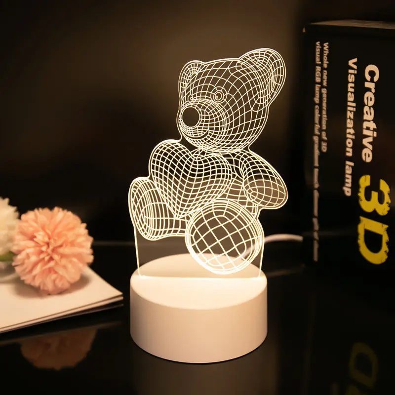 Diy benutzer definierte Basis USB Kinder Urlaub Geschenk Licht Home Decoration 3D LED Illusion Tisch LED Lampe 3D Acryl Nachtlicht
