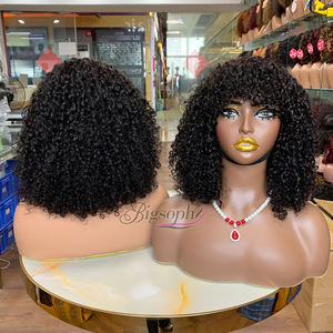 Bob Perücken Peruanisches Haar, Pixie Echthaar Perücken, SDD 14 Zoll Maschine hergestellt Keine Spitze Fransen Bob Echthaar Perücke - Product Image 3