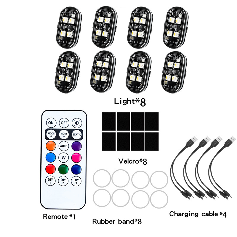 Huit lumières une télécommande Velcro