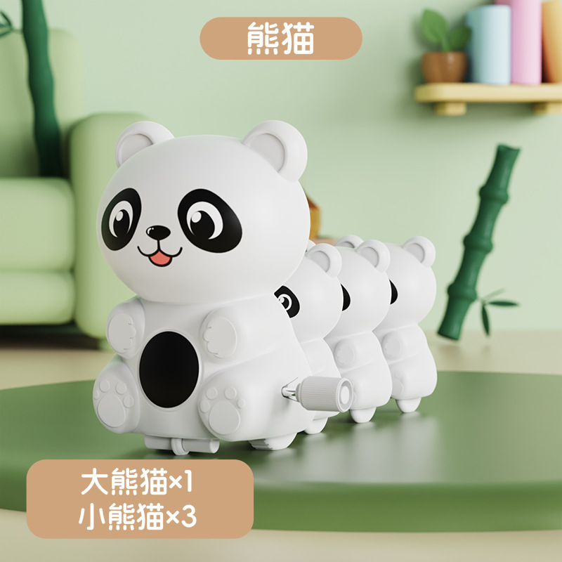 Jouet Panda à remonter (1 grand, 3 petits)