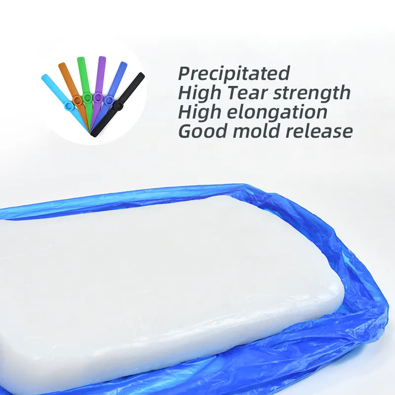 Borracha de silicone HTV para moldagem, matéria-prima de silicone precipitada, alta resistência ao rasgo e alta liberação de molde, alongamento