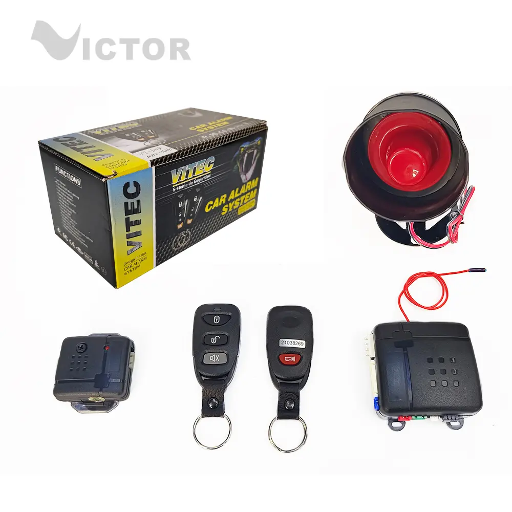 Alarma de carro de coche de seguridad Alarma equipado con programable Alarma de coche de control remoto de Venta caliente en país de América del Sur