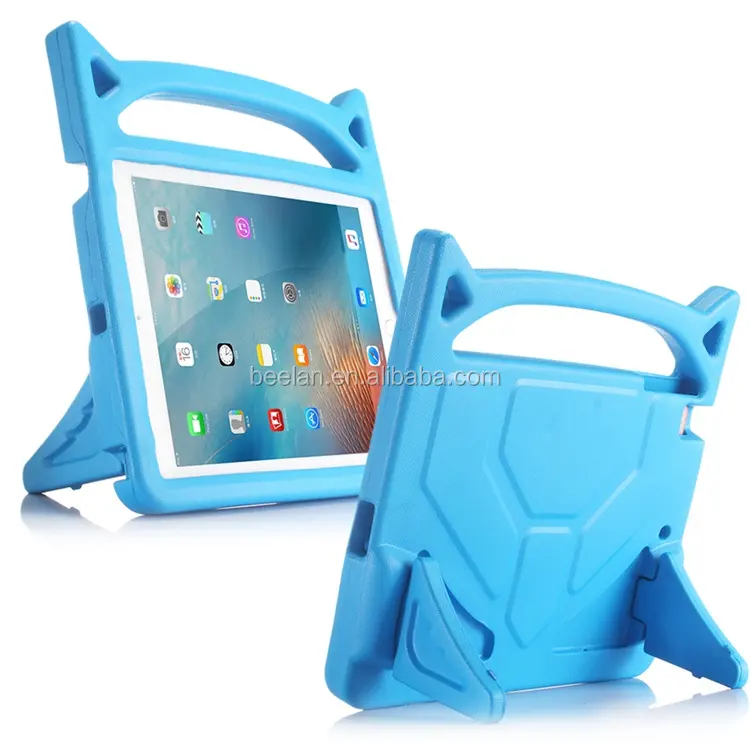 Evrensel çocuk çocuk darbeye dayanıklı tam koruyucu el düzenlenen kolu çocuklar standı EVA Tablet iPad kılıfı hava 9.7