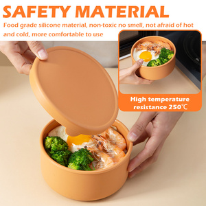 Contenedores de almacenamiento de alimentos de silicona con tapas herméticas para anidar comida preparación microondas almacenamiento seguro Bento Box para almuerzo frutas - Product Image 5