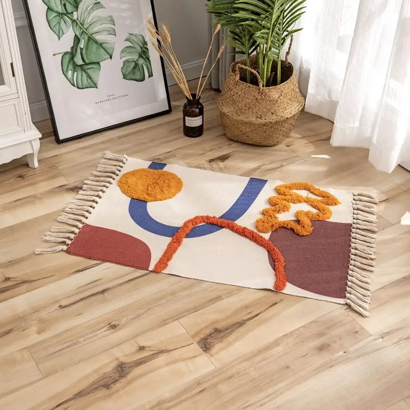 Nuovo Design stampa digitale soggiorno tappeti e tappeti Boho tessuto in cotone decorazioni per la casa tappeti trapuntati a mano tappetino colorato