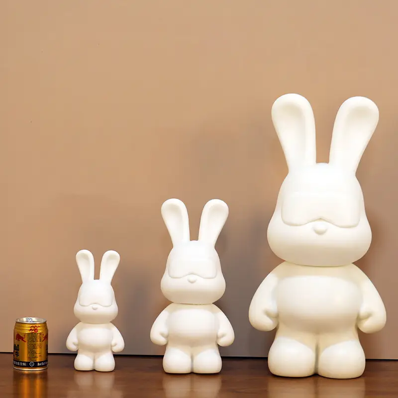 Novo Atacado Diy Coelho Piggy Bank Cool Rabbit Vinil Branco Fluido Coelho Embrião Branco Para Decoração