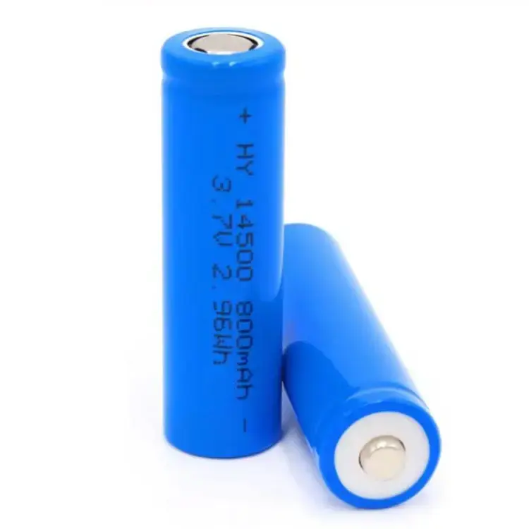 Harga pabrik Top tombol atas datar ICR 14500 3.7V sel ion Lithium 800mAh baterai Li-ion 14500 isi ulang