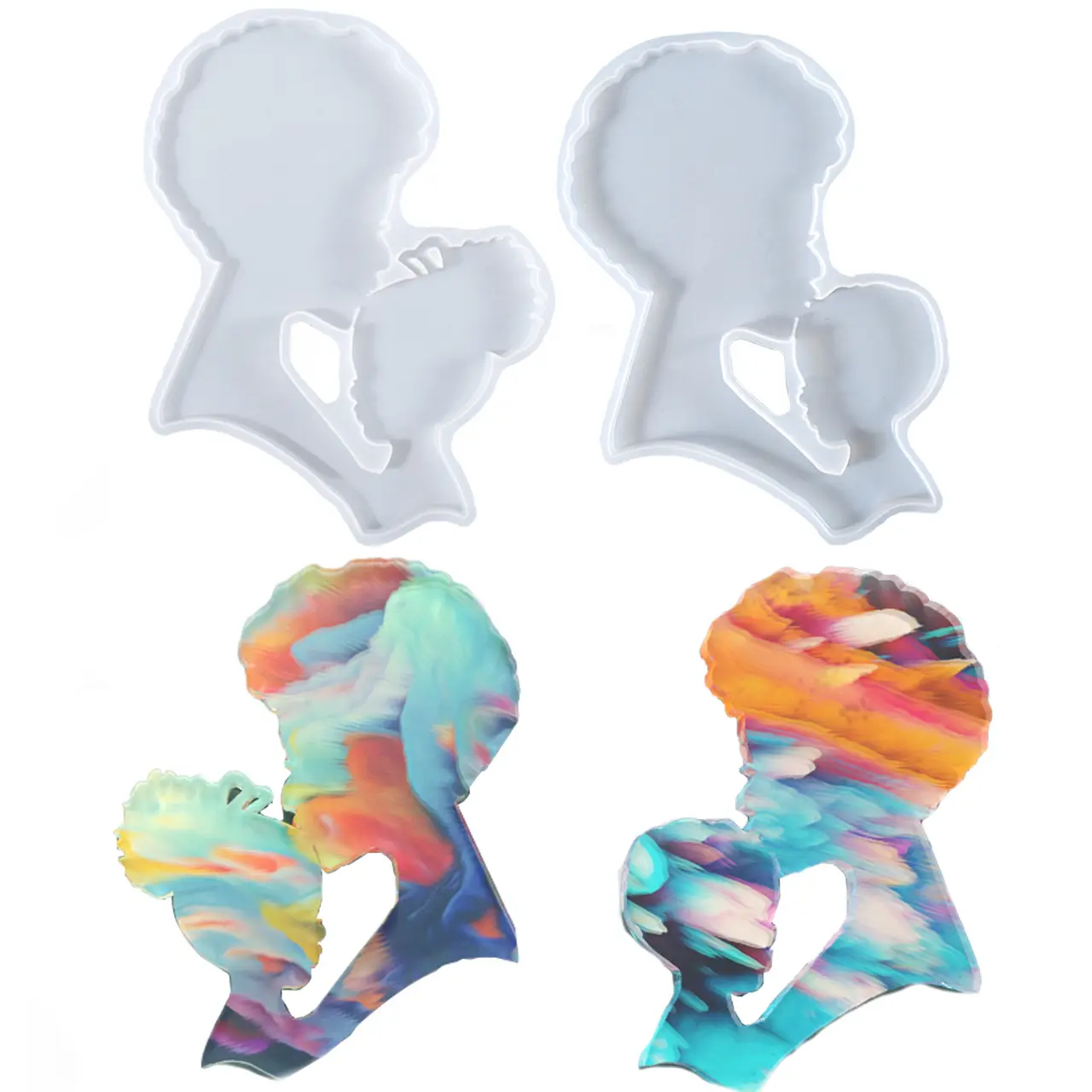 New Stock Arrival Women Kiss Girls Or Boys Forehead Coasters Silicone Mould For Resin Epoxy