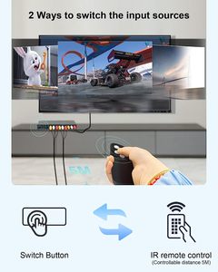RCA AV <strong>Splitter</strong> Switch 4 in 3 Out RCA <strong>Switcher</strong> Box Video L/R Stereo Audio AV Selector Box 4X3 Composite <strong>Switcher</strong>