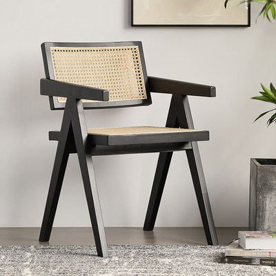 black dining chair with armrests