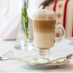 カフェアイリッシュコーヒーカップ250mlラテグラスカップハンドル付きミルクグラスコーヒーマグカプチーノラテクリアグラスマグ
