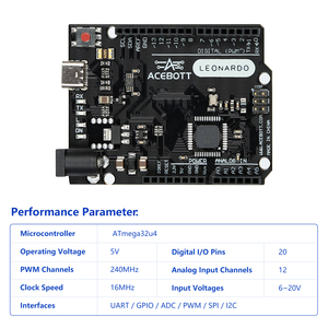 Scheda di sviluppo microcontrollore ACEBOTT Leonardo R3 con Kit cavo USB per progetto Arduino