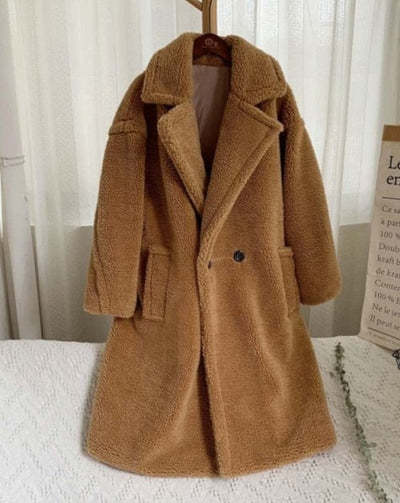 Camel-colored teddy coat