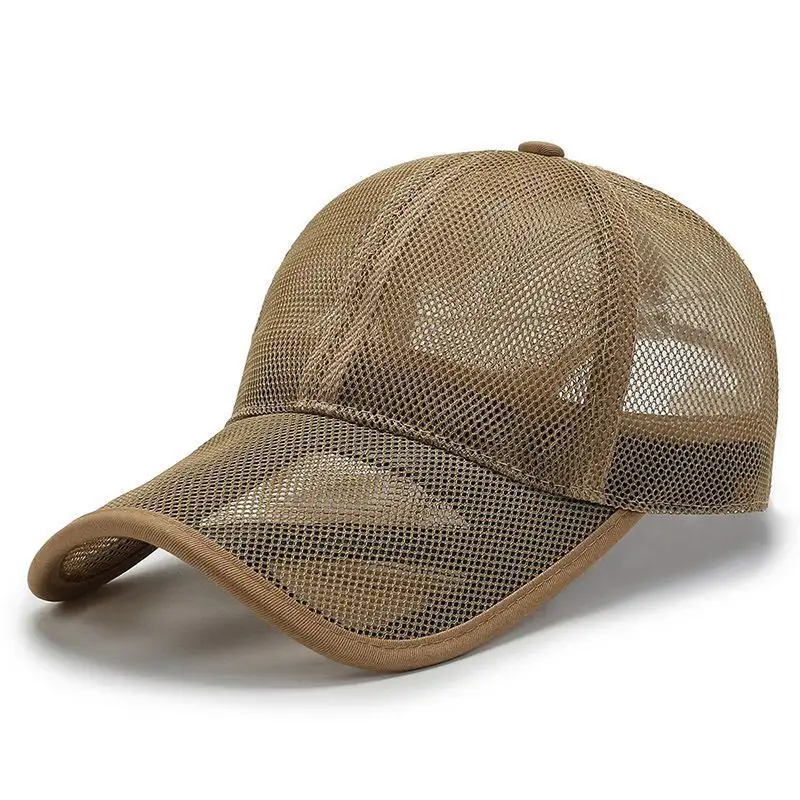 Prix direct d'usine Casquette de baseball en maille de couleur unie respirante pour sport de plein air personnalisé pour homme et femme