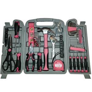RT工具DIY工具包套装<span class=keywords><strong>56</strong></span>件粉色家居和车库简易维修，带通用家用手动工具箱盒