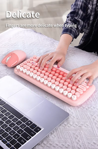 厂家供应可爱复古七彩2.4GHz无线键盘鼠标组合套USB接口桌面使用 - Product Image 6