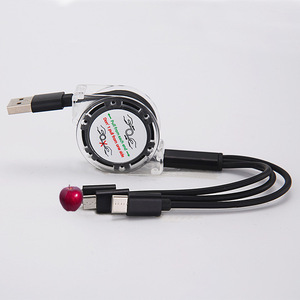 Üretici doğrudan geri çekilebilir taşınabilir USB şarj kablosu 1.0 M kristal 3-in-1 geri çekilebilir USB şarj kablosu Android için kablo IOS - Product Image 1