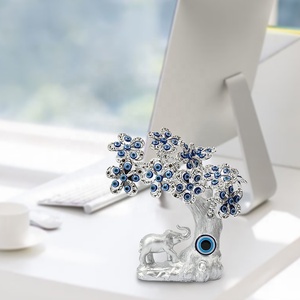 Mavi Nazar para servet ağacı şanslı gümüş fil tasarım koruma hediye muska türk Nazar ev dekor - Product Image 5