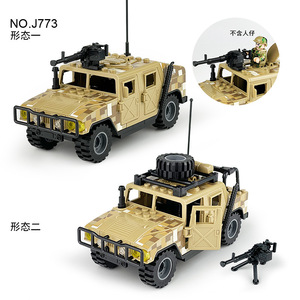 2025畅销书二合一塑料积木玩具军用吉普车警车套装装甲车车型适合领先品牌 - Product Image 5