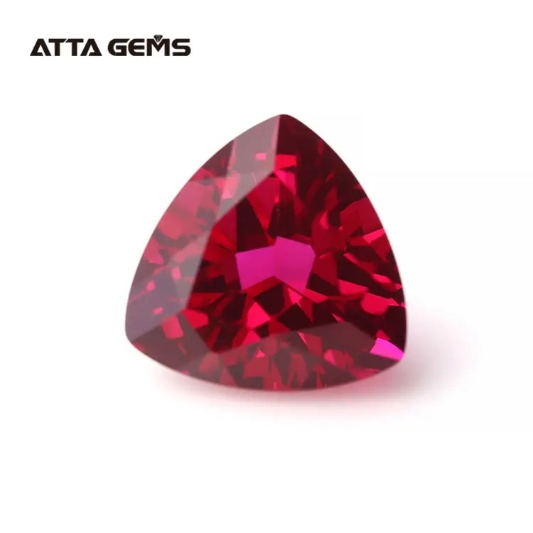 1 Carat Stone Prices Trillion cut Pigeon Blood Red Buyers Synthetic Corundum Ruby Stone Prices