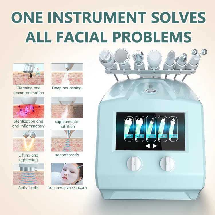 7 en 1 oxygène Machine de beauté du visage hydrogène oxygène petites bulles machine de beauté du visage co2 bulle oxygénation machine faciale