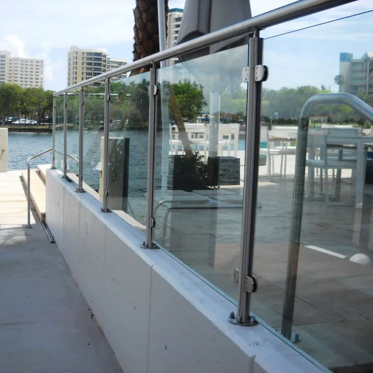 Cement stainless steel glass balcony railing designs price for Villa