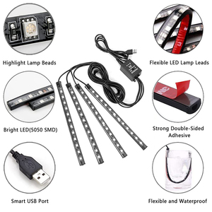 ร้อนขาย48 LED 5050 Rgb Led การควบคุมระยะไกล APP ควบคุมเพลงรถบรรยากาศแสงนำแถบ - Product Image 3